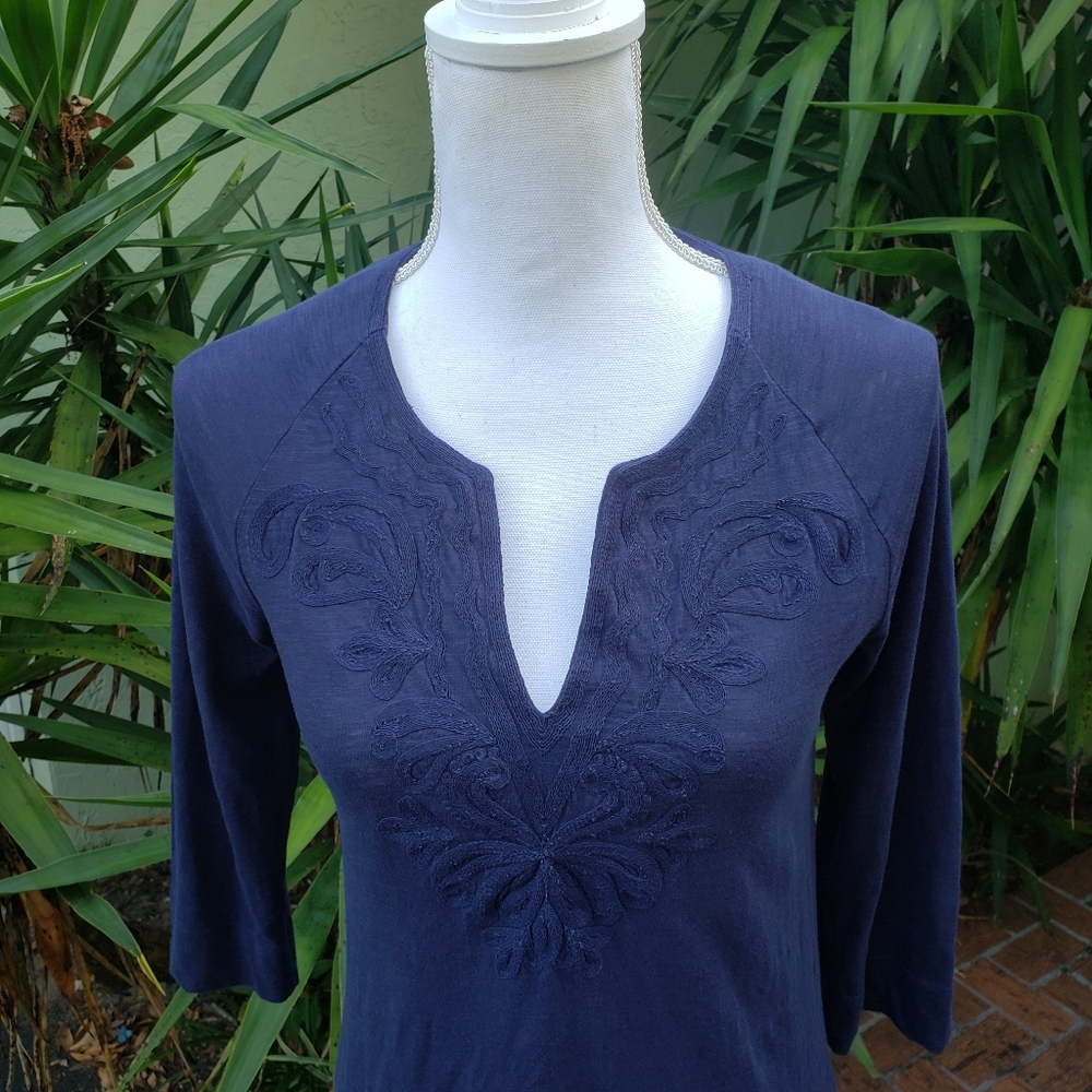 Lily Pulitzer Navy Blue Burnout Top